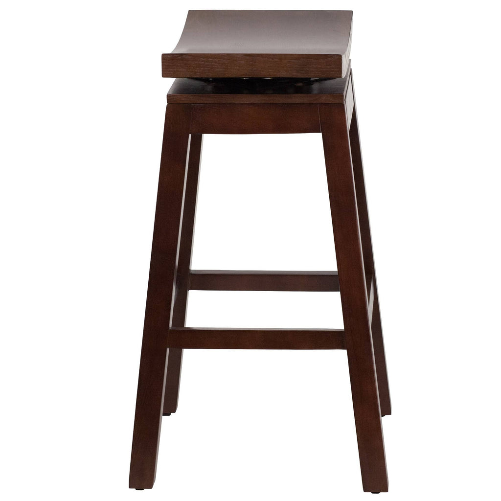 Cappuccino Brown Rustic Barstool with Curved Saddle Seat R2731