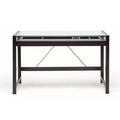 Dark Brown Wood Desk with Glass Top J559