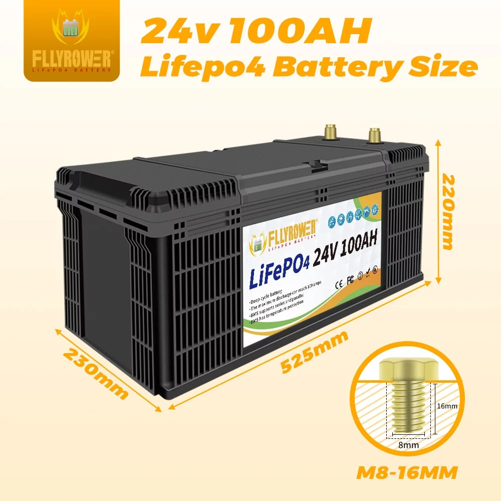 24V 100AH Lifepo4 Battery with BMS, 2 Pack J62084