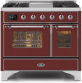 40 Dual Fuel Propane Gas Range in Burgundy with Chrome Trim D7039