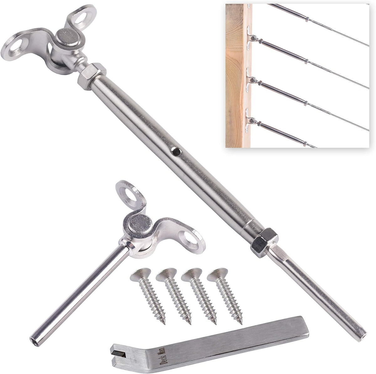 T316 Stainless Steel Adjustable Angle 1/8 Cable Railing Kit Hardware 10 Pack B9472