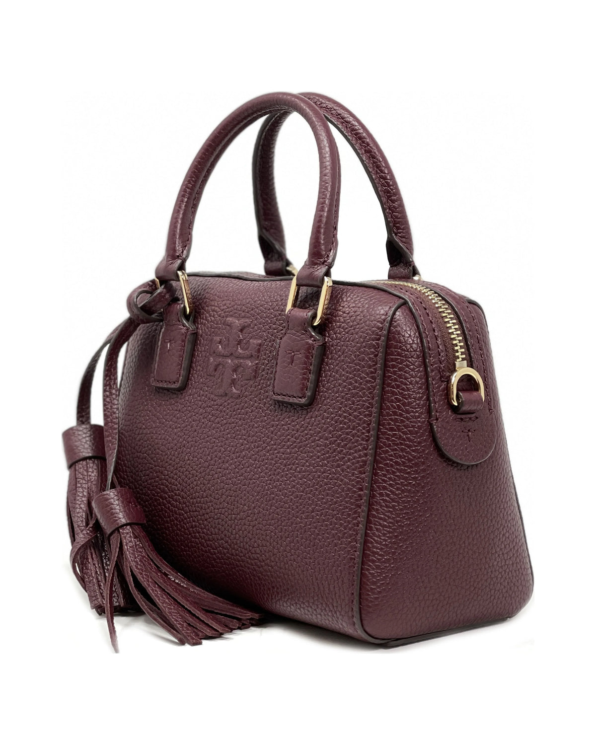 Women's Pebbled Leather Mini Satchel (Claret) C8416