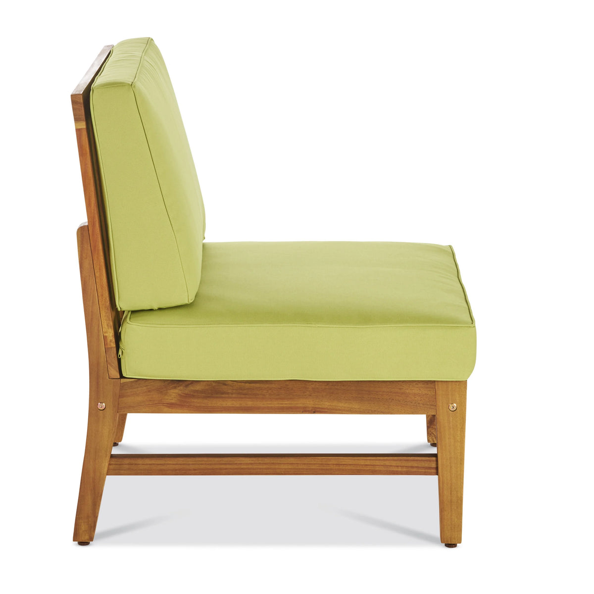 Teak and Green Acacia Wood 6 Seater Sectional Sofa and Club Chair Chat Set with Cushions V53352