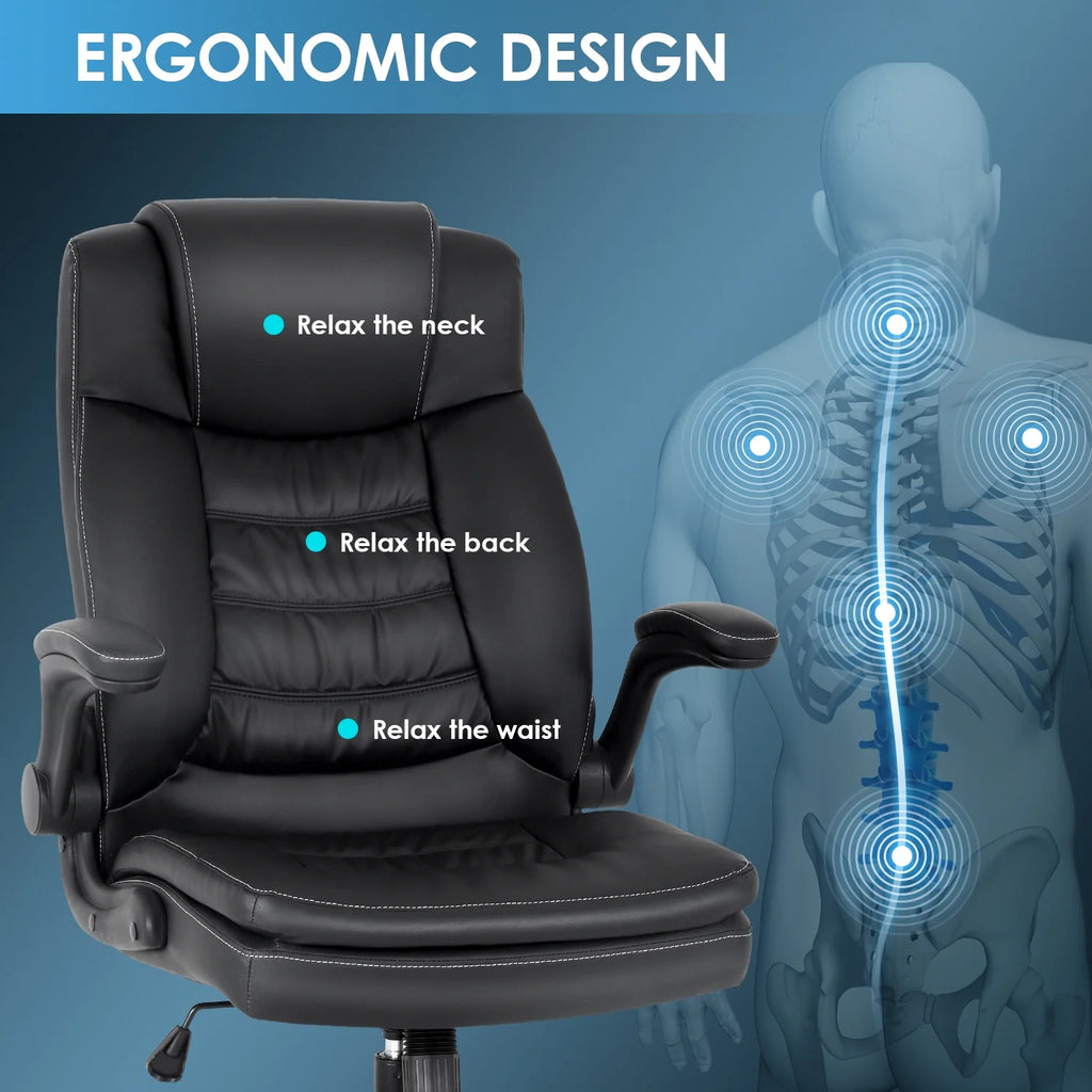 Black PU Leather Ergonomic High Back Office Chair with Lumbar Support F230