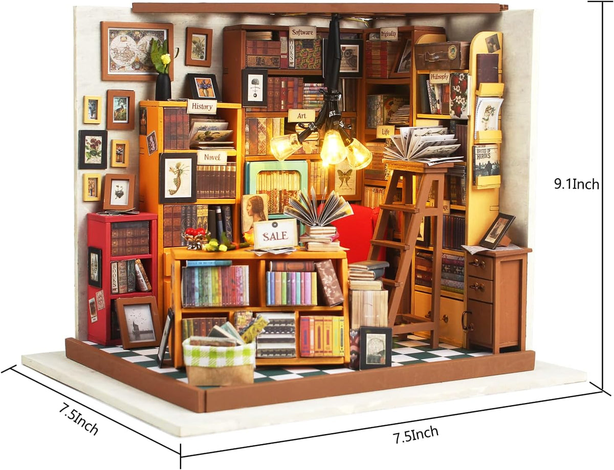 Miniature House Kit with Light and Dust Proof Wooden DIY Model House Kit K550449