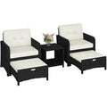 5 Piece PE Wicker Patio Conversation Set with Cushions U6614
