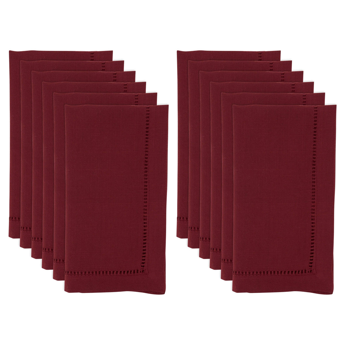 Burgundy Hemstitch Border Dinner Napkin Set of 12 E515