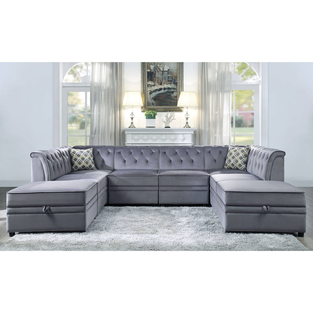 Gray Velvet Armless Chair X74015