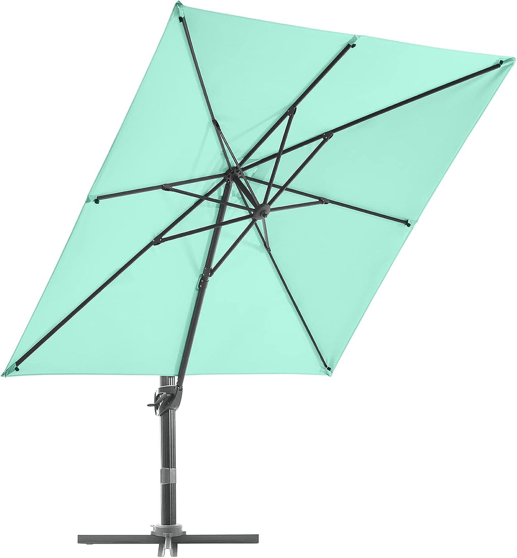 Beige 9x9 FT Square Cantilever Aluminum Outdoor Umbrella Z89400