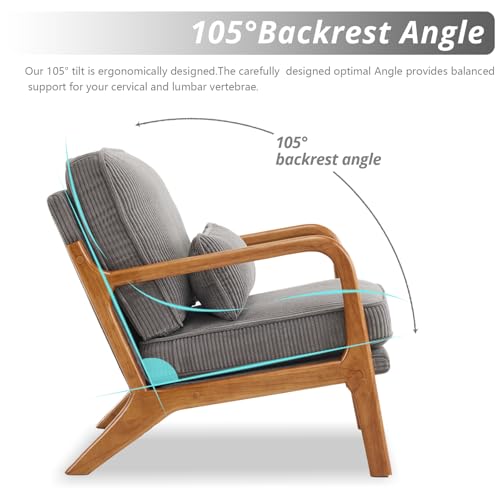 Corduroy Upholstered Accent Chair with Pillow N804
