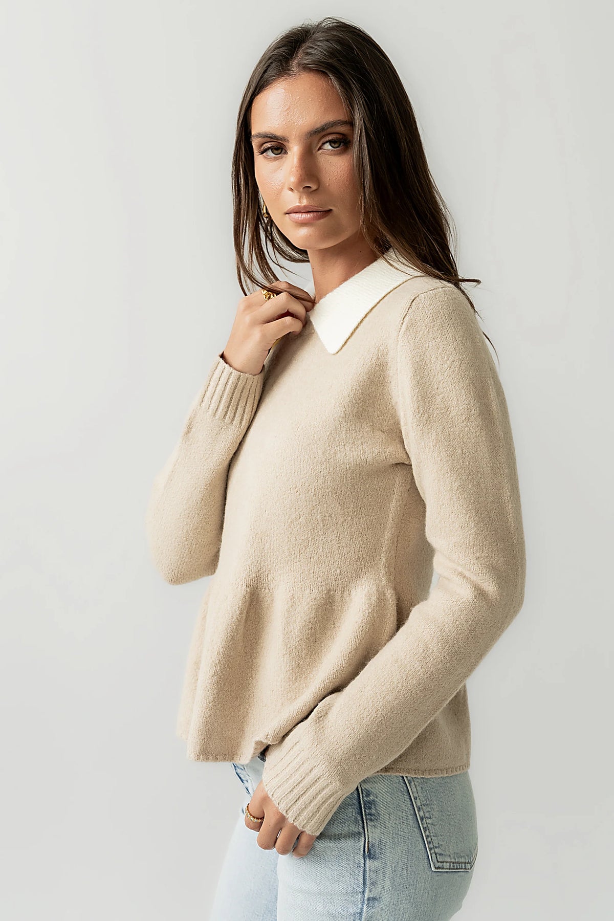 Taupe Peplum Sweater O986499