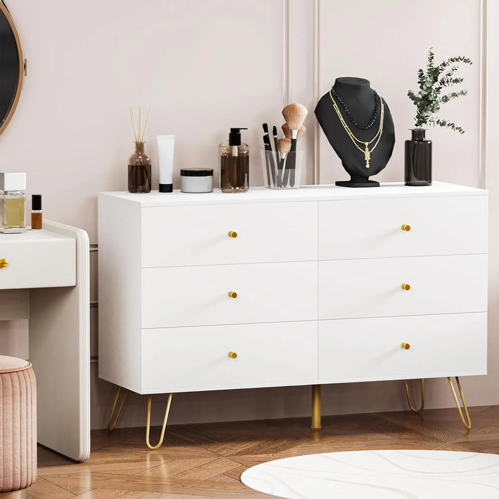 White 6 Drawer Dresser Y8313