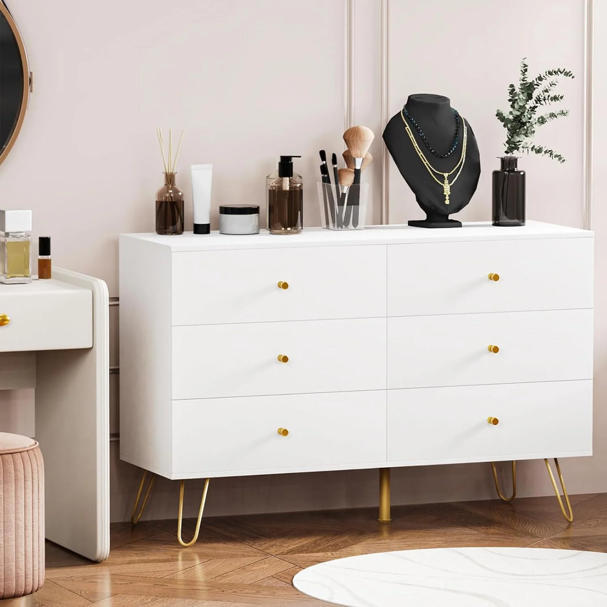 White 6 Drawer Dresser Y8313