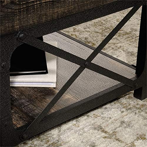 Wood and Metal Lift-Top Coffee Table in Carbon Oak/Black Q5698