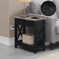Flip Top End Table with Charging Station and Shelf Z2104