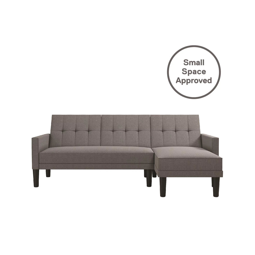 Grey Linen Sectional Sofa Futon P573455