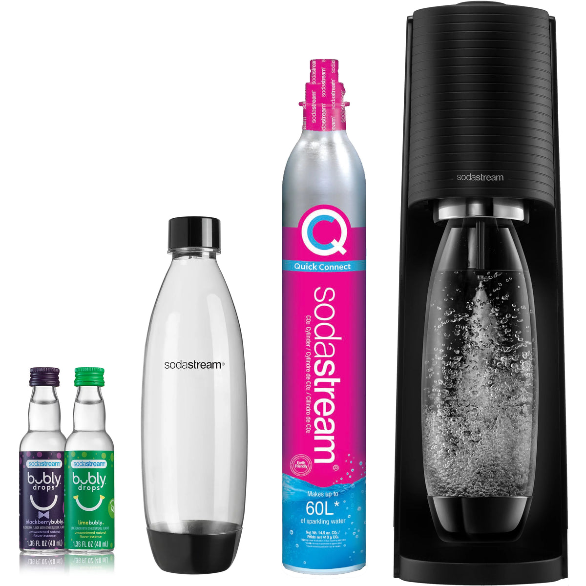 Sparkling Water Maker Bundle with CO2, 2 Bottles and 2 bubly Drops Flavoring H9606