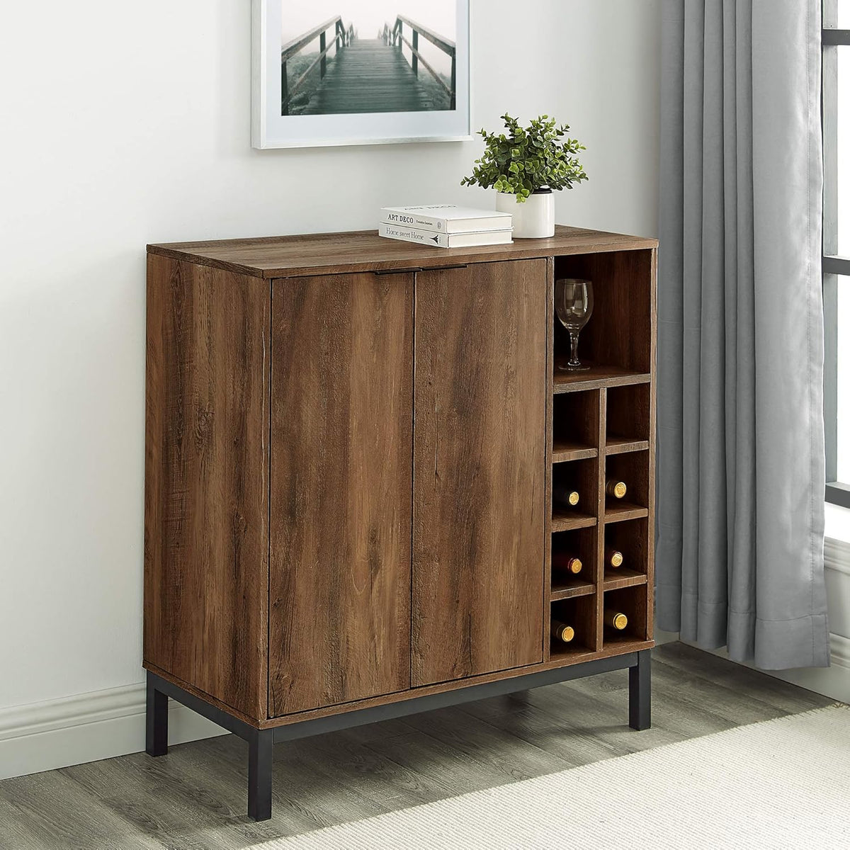 34 Inch Slate Grey Wood Storage Cabinet L2611
