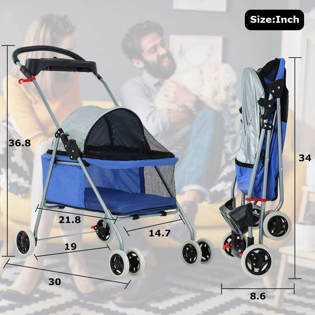 4 Wheels Folding Waterproof Portable Pet Stroller A16829