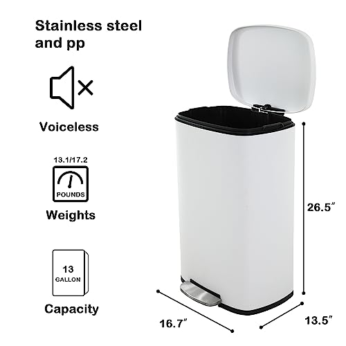 50 Liter Stainless Steel Trash Can with Lid and Foot Pedal D52031