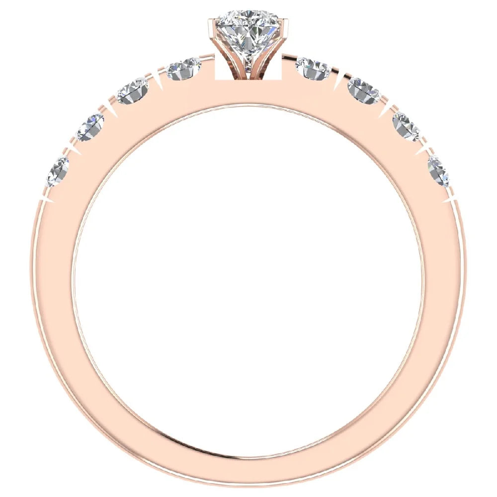 Pear Cut Solitaire Diamond Ring 18K Rose Gold 1.10 Carat J9852