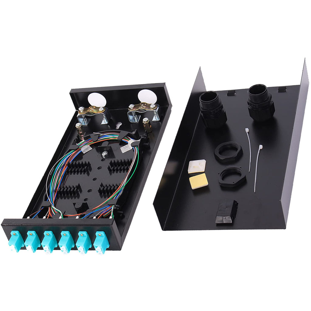 6 Port Duplex Box Cables Wall Mount Fiber Enclosure with Spool Singlemode LC-UPC Kit T891