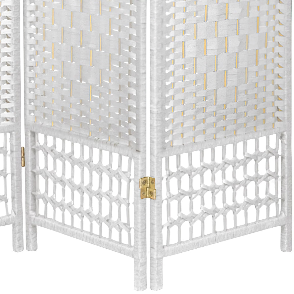 White 3 Panel Fiber Weave Room Divider O453776