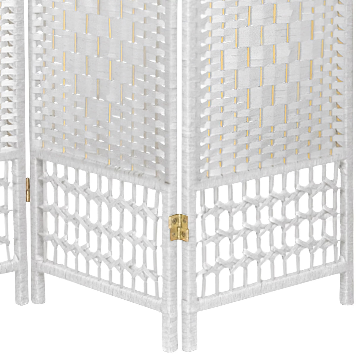 White 3 Panel Fiber Weave Room Divider O453776