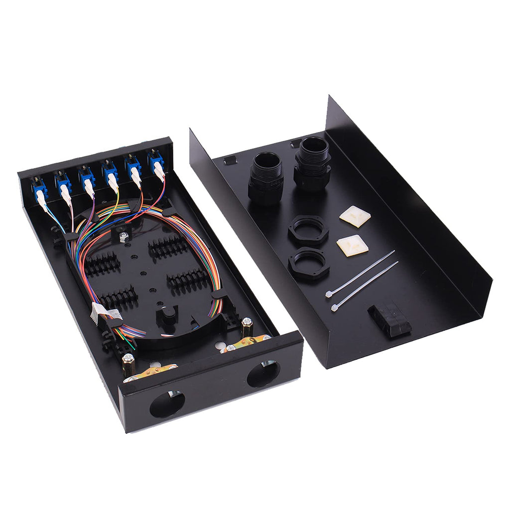 6 Port Duplex Box Cables Wall Mount Fiber Enclosure with Spool Singlemode LC-UPC Kit T891