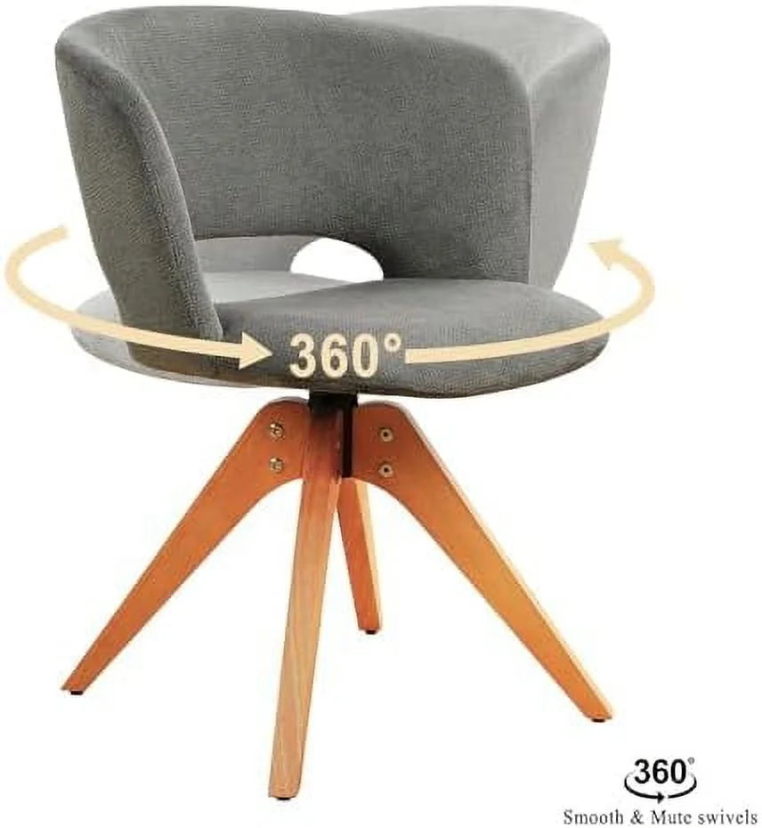 Blue Upholstered Swivel Accent Chair with Solid Wood Legs L76977