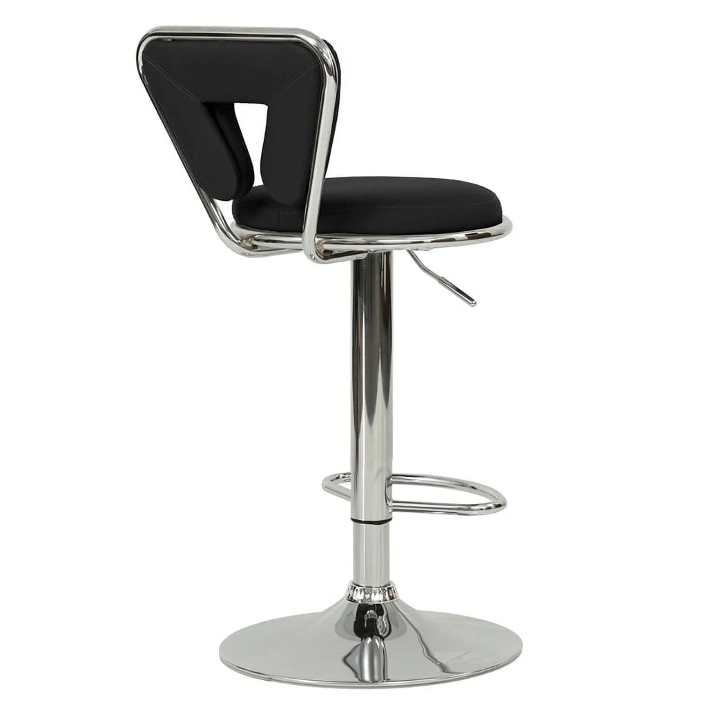 Black Faux Leather Adjustable Height Swivel Barstool Set of 2 K7111