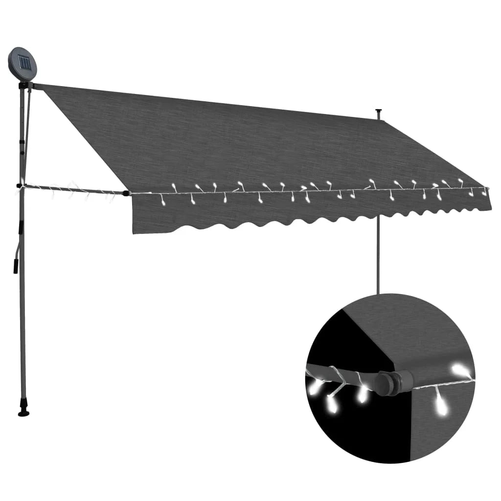 Shelter With Led Balcony Deck 137.8 Door Canopy Manual Crank Polyester Window Canopy F5541