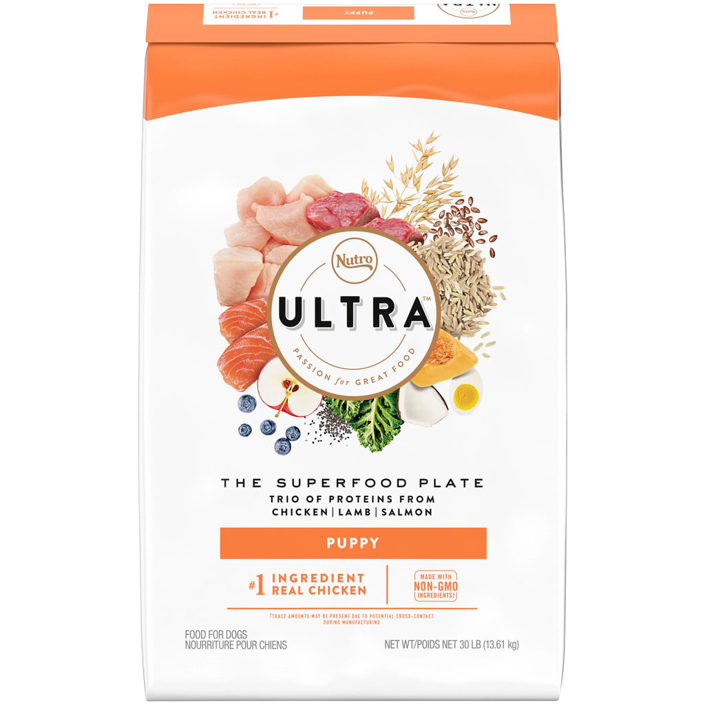 30 Lb. Bag High Protein Dry Puppy Food with Chicken Lamb Salmon M234