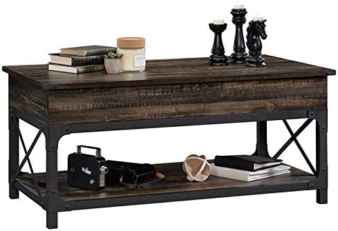 Wood and Metal Lift-Top Coffee Table in Carbon Oak/Black Q5698