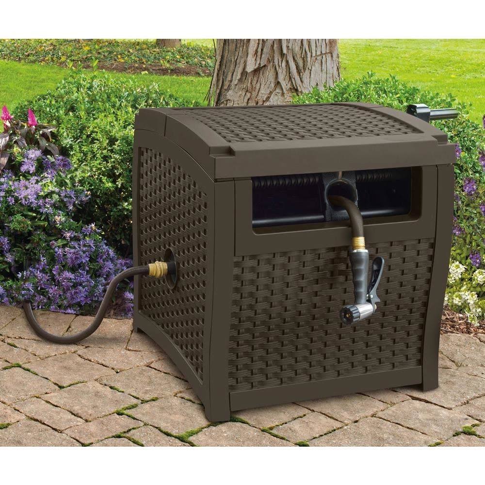 Wicker Hideaway Hose Reel with Brass In-Out Tube Y536641