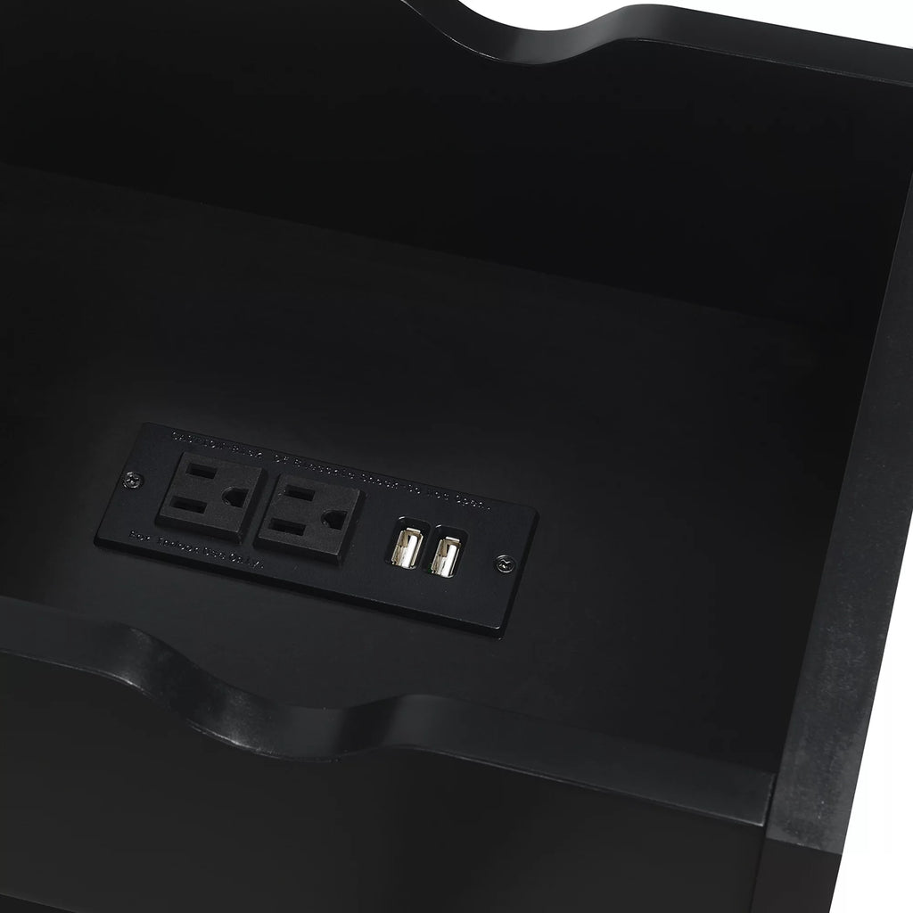 Flip Top End Table with Charging Station and Shelf Z2104