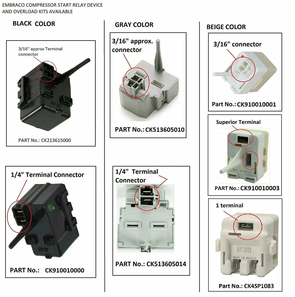 Compressor Start Relay 1/4 Terminal B485927