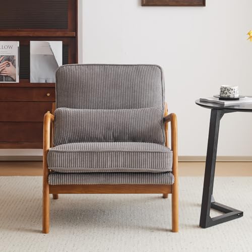 Corduroy Upholstered Accent Chair with Pillow N804