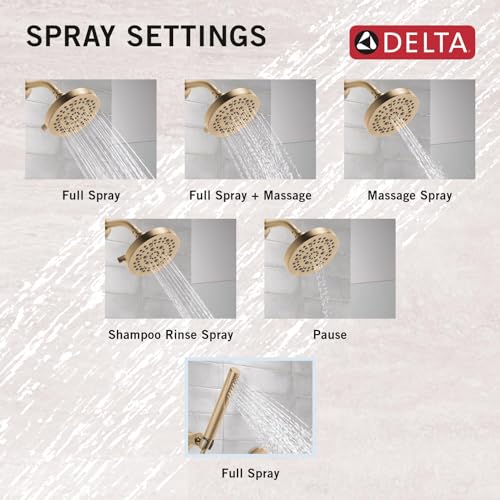 3-Setting Gold Shower System Including Shower Head, Handheld Shower, Shower Handle, Shower Diverter and Shower Valve Kit, Champagne Bronze U43231