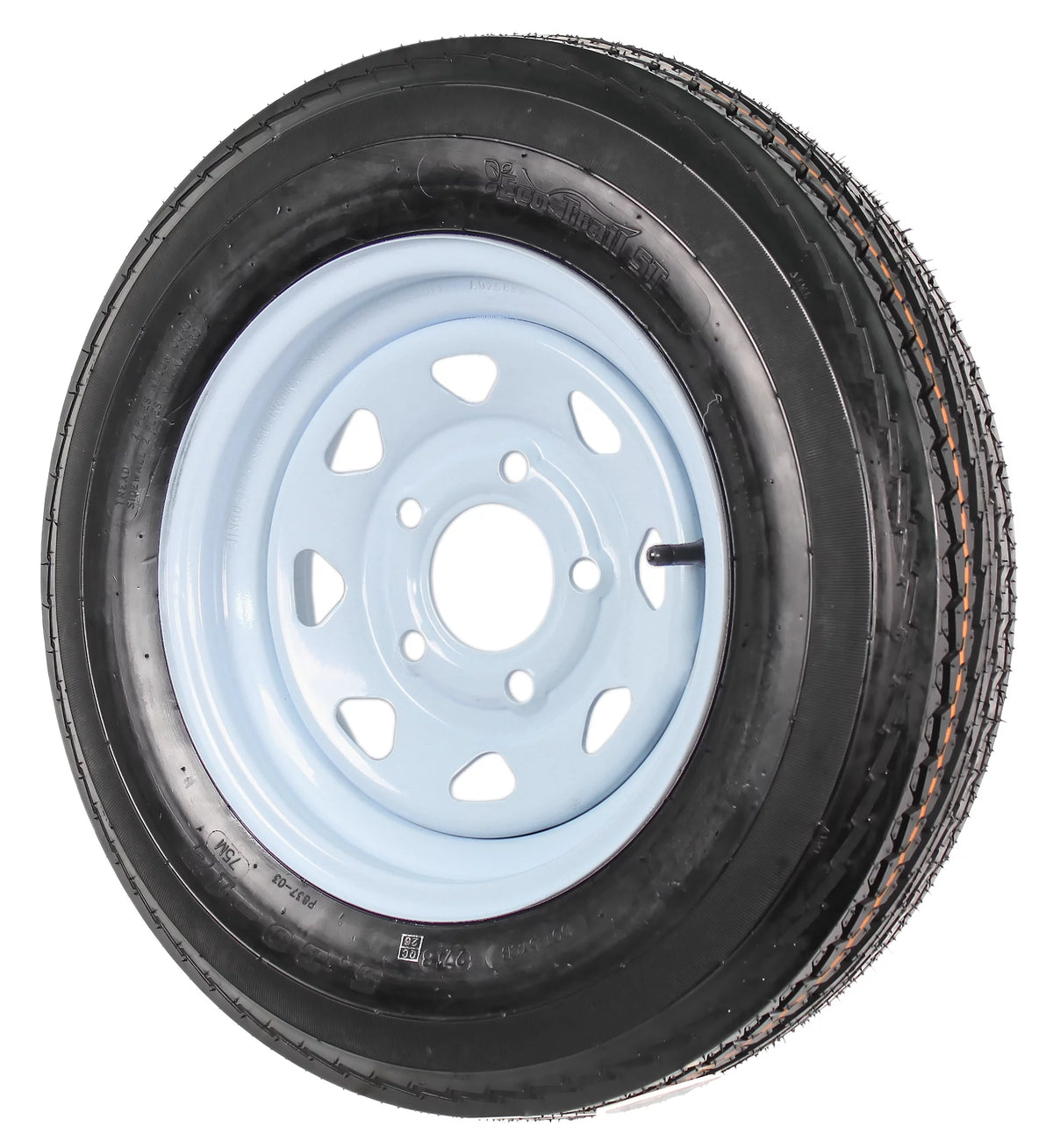 Two Trailer Tires On Rims 5.30-12 5 Hole White Spoke W574
