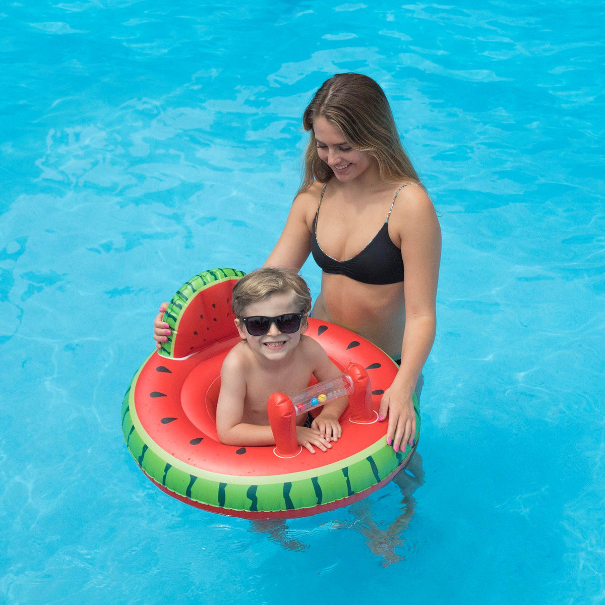 Red Green Watermelon Baby Seat Pool Inflatable Ride-On Y950092