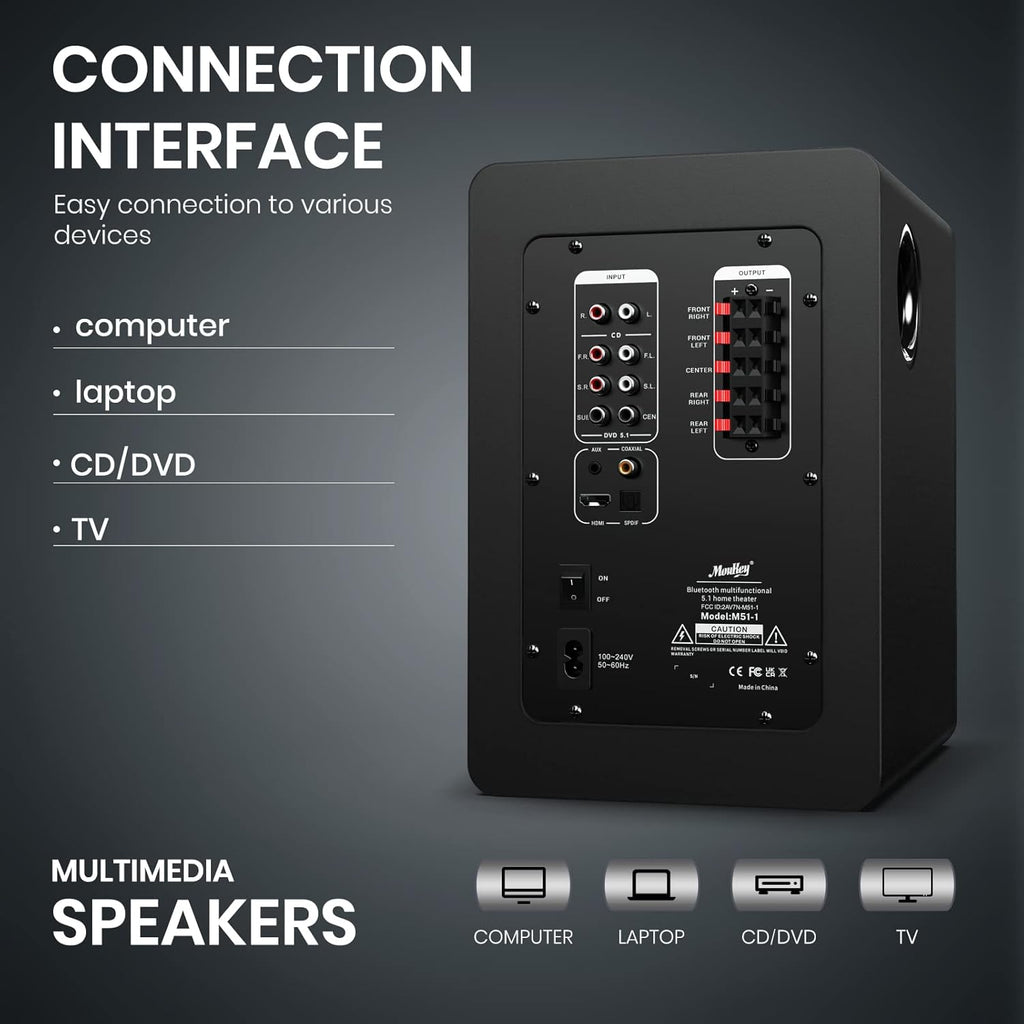 Bluetooth 5.1 Channel Surround Sound System with Subwoofer C3745