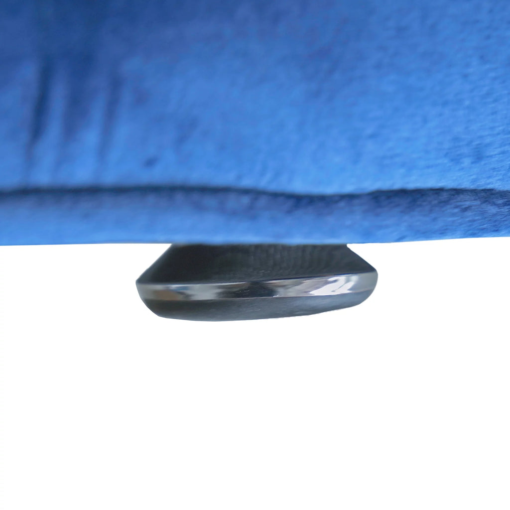 Blue Velvet Round Storage Ottoman T2647