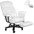 White Ergonomic PU Leather Reclining Office Chair with Footrest K197