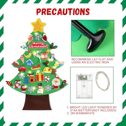 3.6 FT Felt Christmas Tree with Lights and 35 Pcs Ornaments J76366
