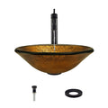 Vessel Sink Ensemble with Antique Bronze Finish Faucet, Pop-Up Drain, and Sink Ring K4704