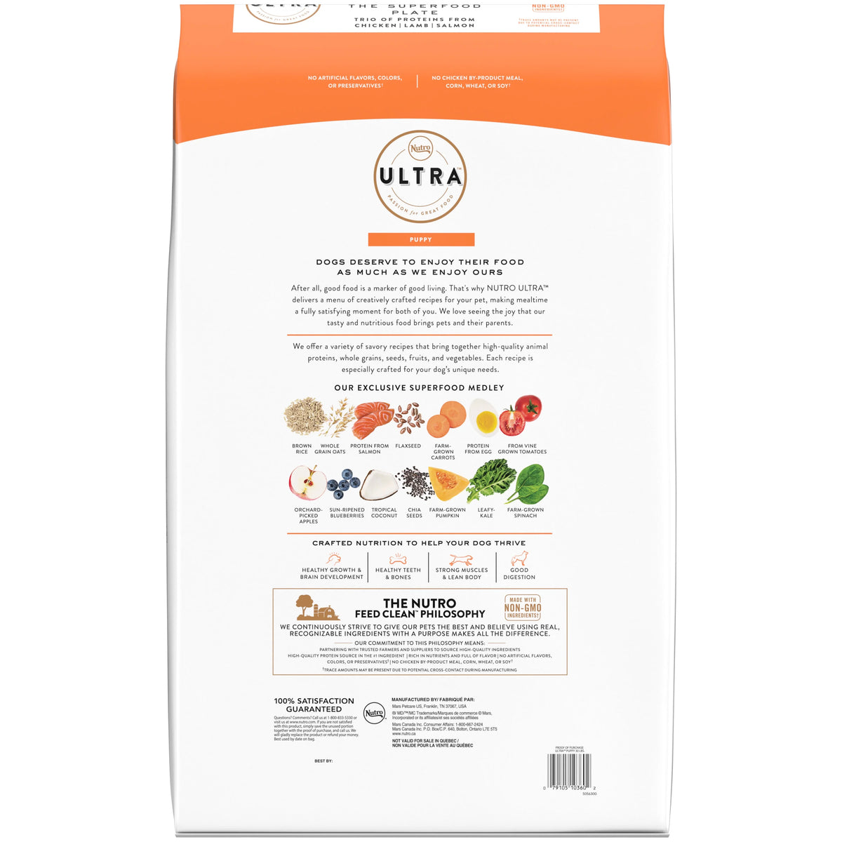 30 Lb. Bag High Protein Dry Puppy Food with Chicken Lamb Salmon M234