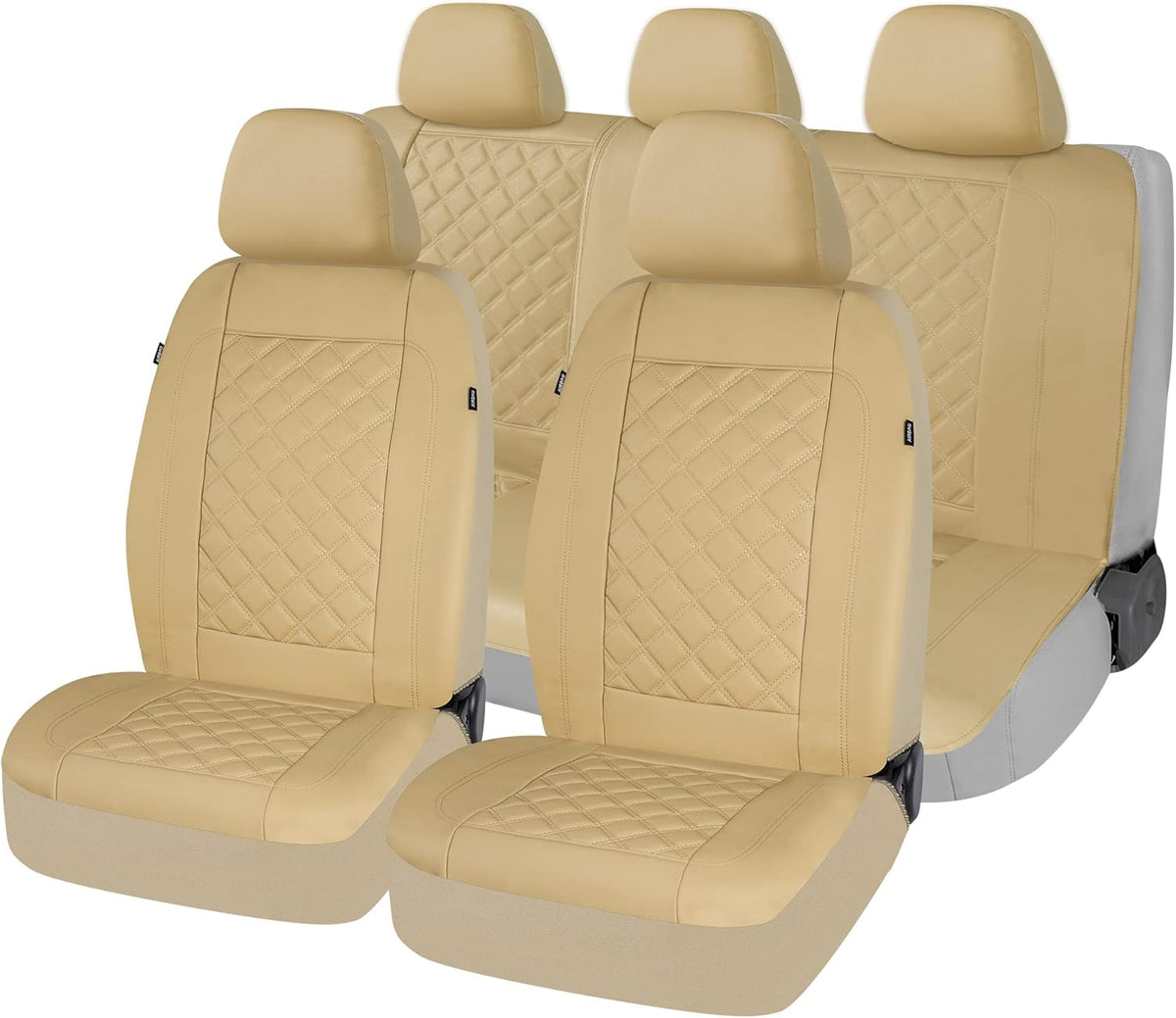 Beige PVC Leather 9 Piece Universal Car Seat Covers Z6324