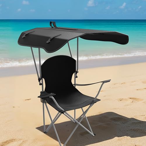 Black Reclining Camping Chair with Removable Footrest X331