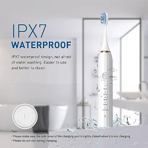 Rechargeable Electric Toothbrush with 4 Heads 5 Modes Black V583780